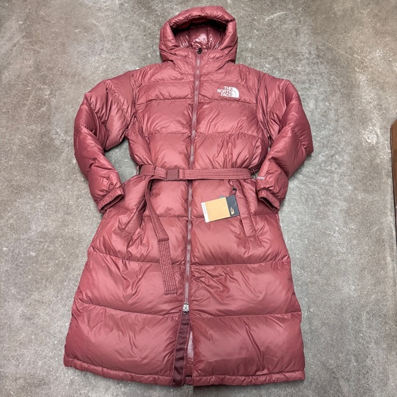 The North Face Women’s Nuptse Belted Long Parka Wild Ginger NF0A5GIM6R4 - Picture 3 of 8